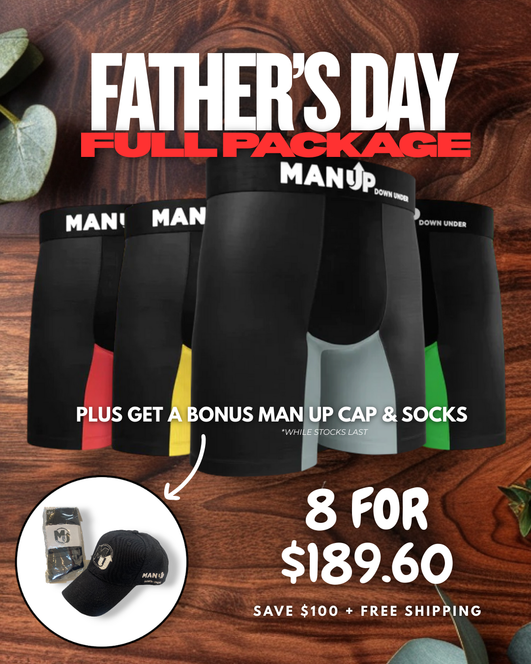Father's Day Full Package Bundle - 8 Pairs for $189.60 plus Free Gifts!